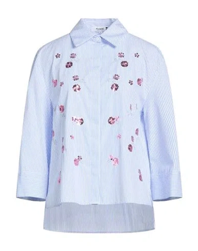 Please Woman Shirt Azure Size S Cotton In Blue
