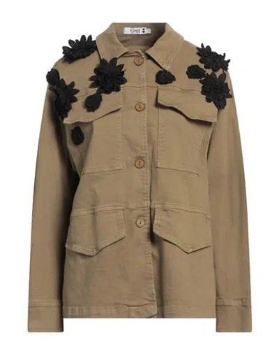 Please Woman Shirt Military Green Size S Cotton, Elastane