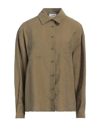 Please Woman Shirt Military Green Size S Lyocell