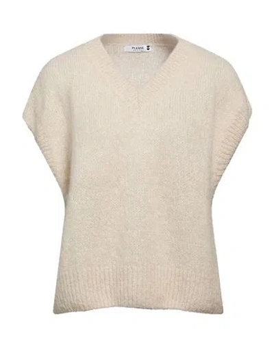 Please Woman Sweater Beige Size Onesize Mohair Wool, Acrylic, Polyamide, Wool