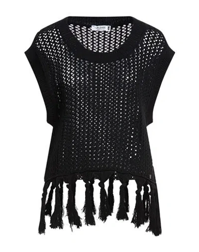 Please Woman Sweater Black Size Onesize Cotton, Acrylic