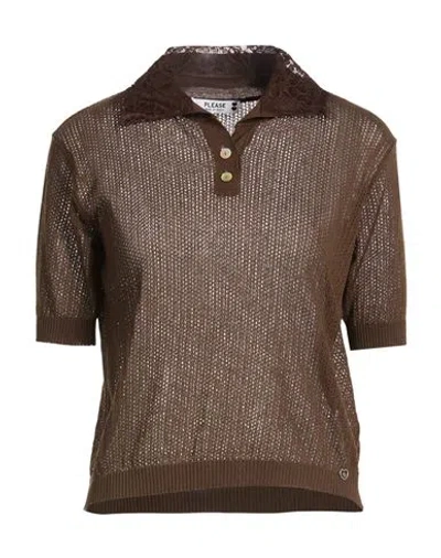 Please Woman Sweater Chocolate Brown Size Onesize Cotton, Polyester