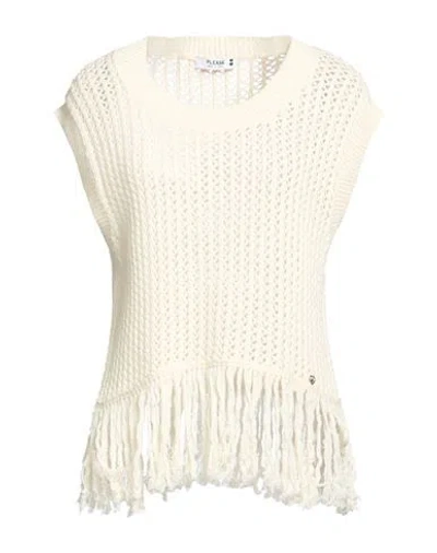 Please Woman Sweater Cream Size Onesize Cotton, Polyacrylic In Neutral