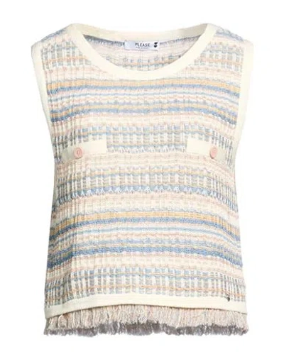 Please Woman Sweater Ivory Size Onesize Cotton, Acrylic In White