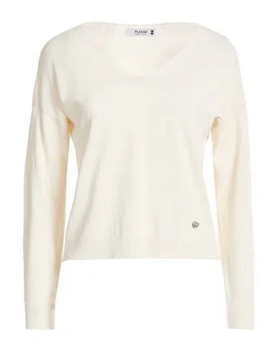 Please Woman Sweater Ivory Size Onesize Viscose, Polyamide In White