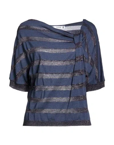 Please Woman Sweater Navy Size Onesize Cotton, Acrylic In Blue