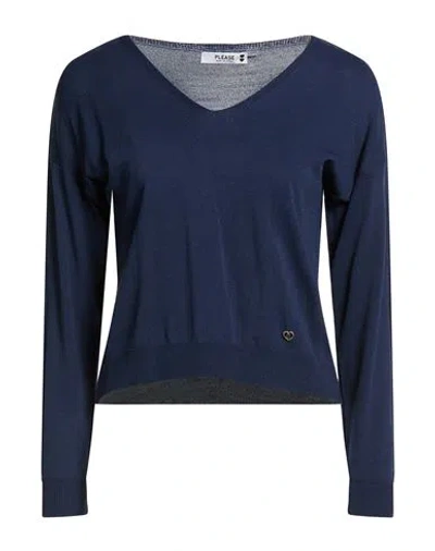 Please Woman Sweater Navy Size Onesize Viscose, Polyamide In Blue