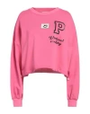 Please Woman Sweatshirt Fuchsia Size M Cotton, Polyester In Pink