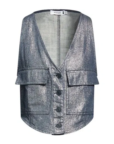 Please Woman Tailored Vest Blue Size M Cotton