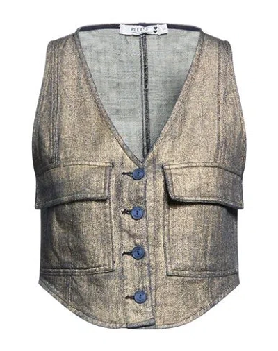 Please Woman Tailored Vest Platinum Size S Cotton In Gray