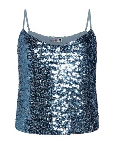 Please Woman Top Azure Size M Polyester, Elastane In Blue