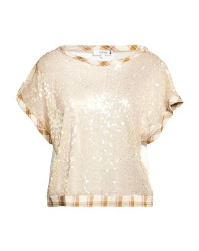 Please Woman Top Beige Size S Polyamide, Metallic Fiber In Brown
