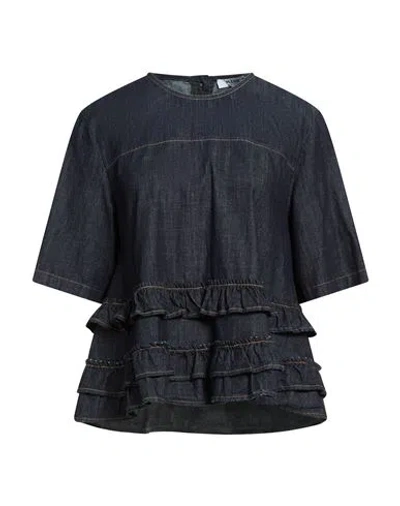 Please Woman Top Blue Size M Cotton In Black