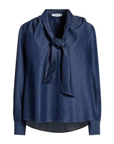 Please Woman Top Blue Size M Cotton, Polyester