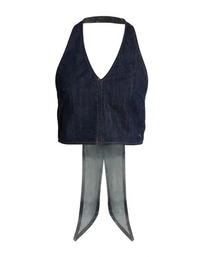Please Woman Top Blue Size S Cotton, Lycra In Multi