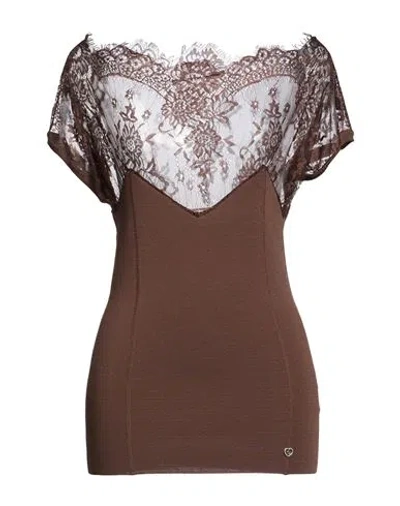 Please Woman Top Chocolate Brown Size Onesize Viscose, Polyamide