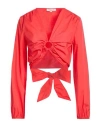 Please Woman Top Coral Size S Cotton, Polyamide, Elastane In Red