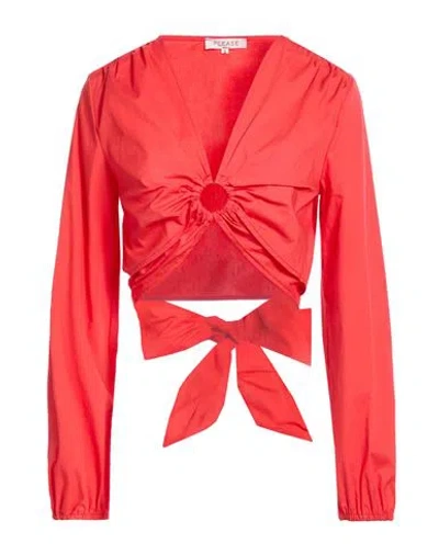 Please Woman Top Coral Size S Cotton, Polyamide, Elastane In Red