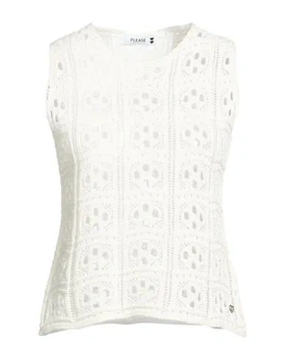 Please Woman Top Cream Size Onesize Cotton, Acrylic In White