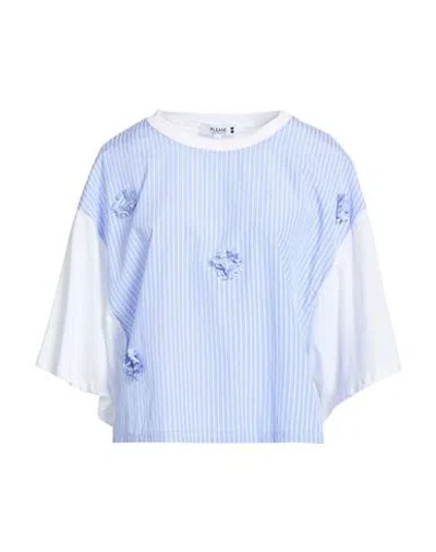 Please Woman Top Light Blue Size S Cotton, Polyester