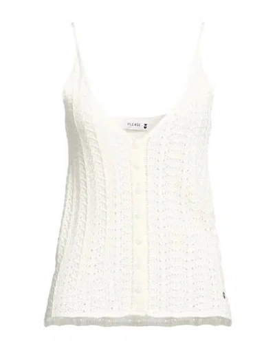 Please Woman Top Off White Size Onesize Cotton, Acrylic