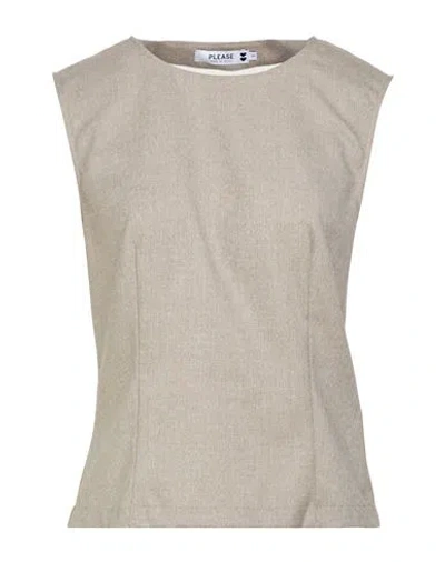 Please Woman Top Taupe Size S Polyester, Viscose, Elastane In Gray