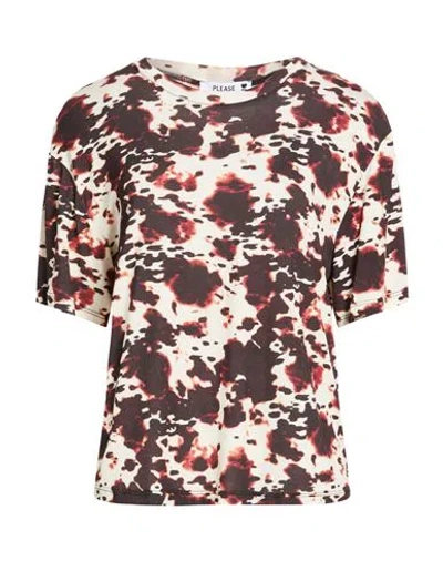 Please Woman T-shirt Dark Brown Size S Viscose, Elastane In Multi