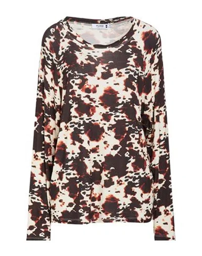 Please Woman T-shirt Dark Brown Size S Viscose, Elastane