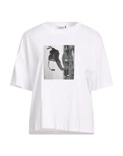 Please Woman T-shirt White Size S Cotton