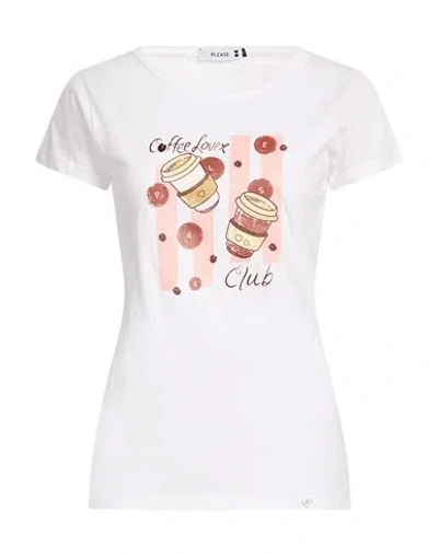 Please Woman T-shirt White Size S Cotton