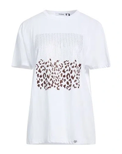 Please Woman T-shirt White Size S Cotton