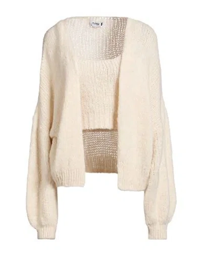 Please Woman Twin Set Cream Size Onesize Polyacrylic, Polyamide, Wool, Viscose In Neutral