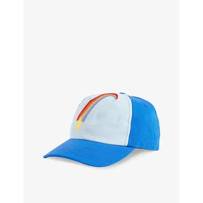 Pleasing Mens Blue Rainbow Graphic-embroidered Cotton Cap
