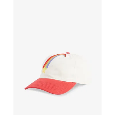 Pleasing Mens Red Rainbow Graphic-embroidered Cotton Cap