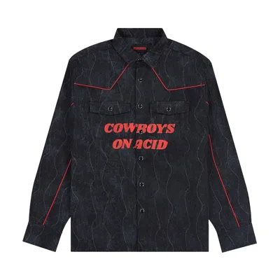 Pre-owned Pleasures Acid Cowboy Denim Shirt 'black' | Men's Size M