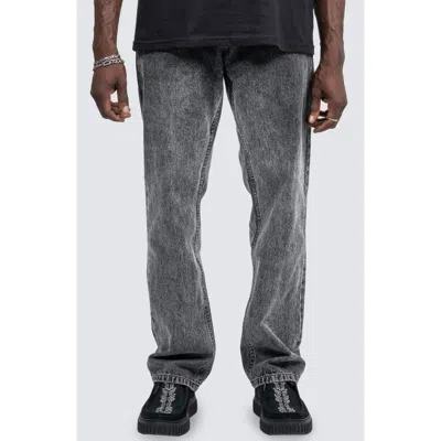 Pleasures Acid Wash Straight Leg Jeans In Black