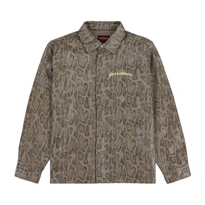 Pre-owned Pleasures Anaconda Overshirt 'brown' | Men's Size Xxl