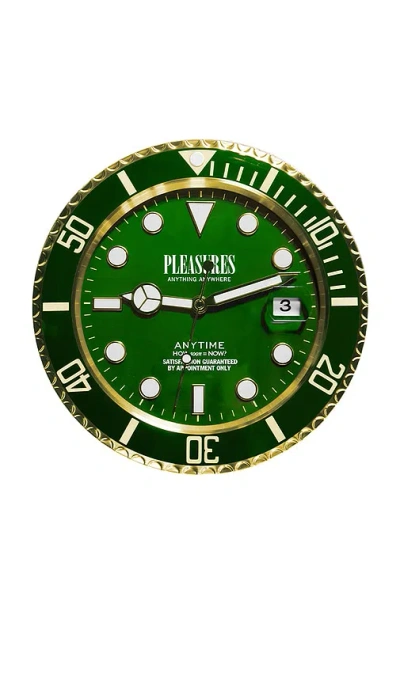 Pleasures Anytime Clock In Gold & Green