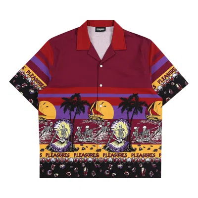 Pre-owned Pleasures Beach Button Down 'burgundy' | Red | Men's Size S