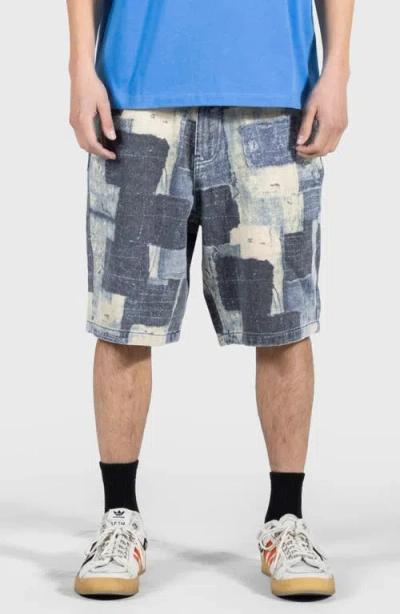 Pleasures Boro Baggy Denim Shorts In Indigo