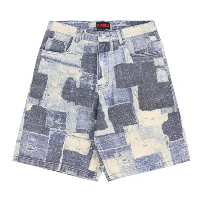 Pre-owned Pleasures Boro Baggy Jorts 'indigo' | Blue | Men's Size 30