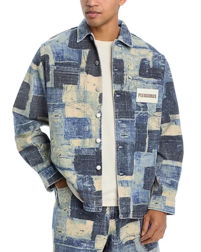 Pleasures Boro Regular Fit Patchwork Style Shirt Jacket In Indigo