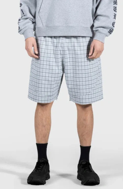 Pleasures Breeze Plaid Fight Shorts In Grey