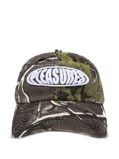 Pleasures Bubble Logo Camo Cap In Green