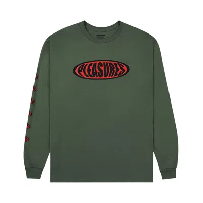 Pre-owned Pleasures Bubble Logo Long-sleeve 'olive' | Green | Men's Size Xl