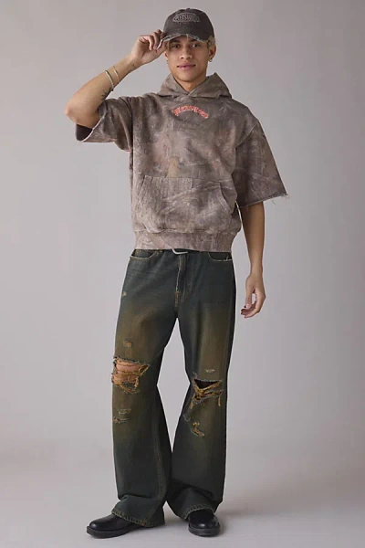 Pleasures Camo Cutoff Hoodie Sweatshirt In Camo, Men's At Urban Outfitters In Pattern