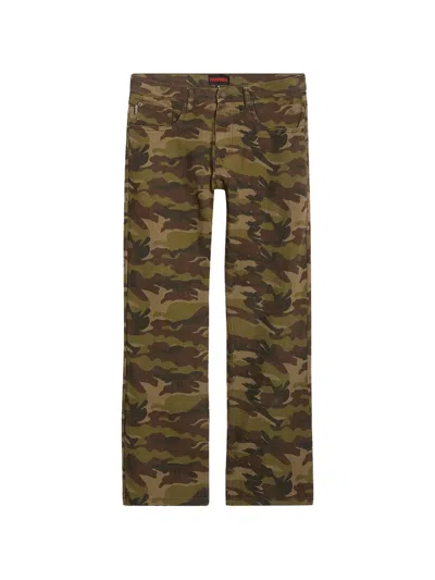Pleasures Camo-print Flared Jeans In Brown