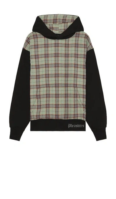 Pleasures Career Contrast Plaid Hoodie In Black