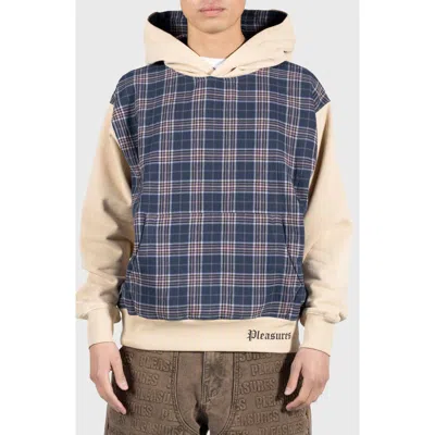 Pleasures Career Contrast Plaid Hoodie In Tan
