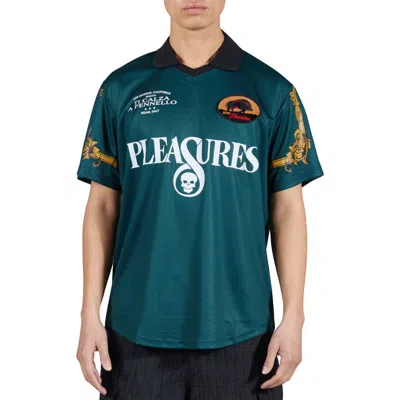 Pleasures Carlo Johnny Collar Mesh Soccer Jersey In Dark Green